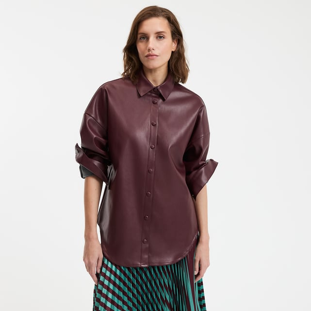 Chemisier Esprit Bordeaux Effet Wrap Taille 44 - Neuf Avec étiquettes - Style Blouse élégante