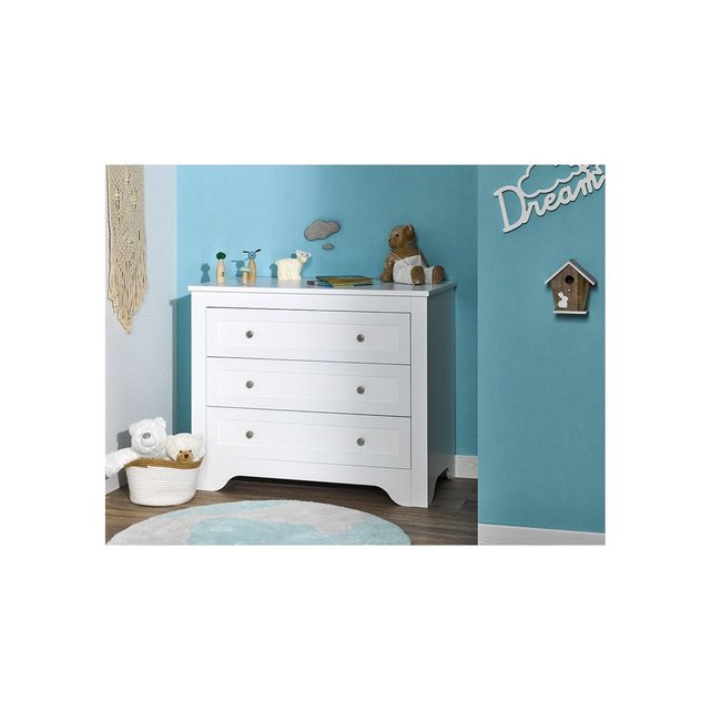 Commode Blanche 3 Tiroirs Occitane Pour Chambres D Enfants Blanc
