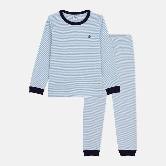 Petit Bateau Pijama Con Pies A Rayas Laterales Para Bebé Niño, Multi