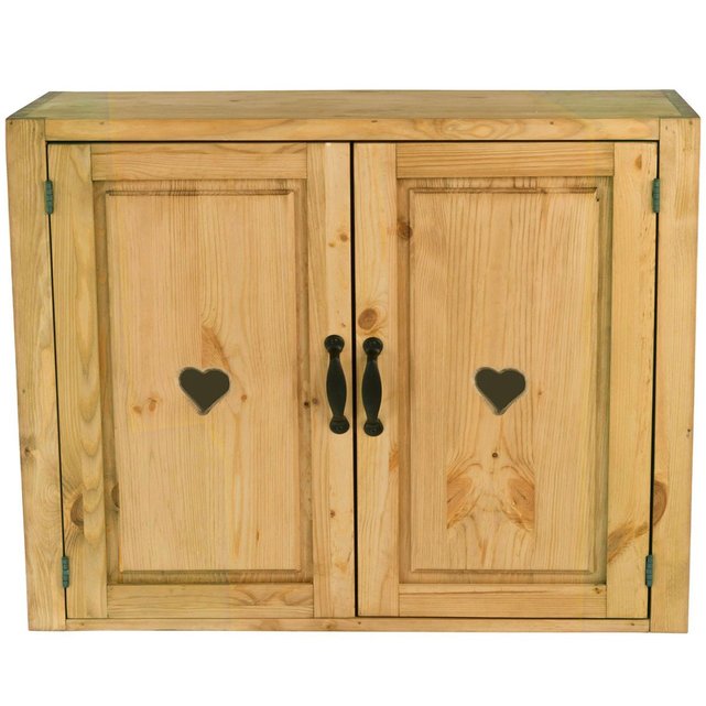 Meuble Haut Pin Massif 120 Cm 2 Portes Avec Coeur Praz Miel