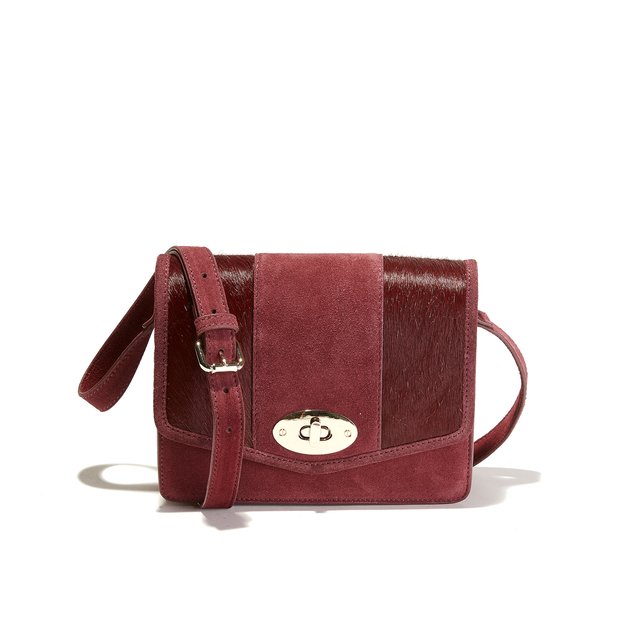 Suede Handbag Burgundy La Redoute Collections Suede Handbag La Redoute Collections Image 0