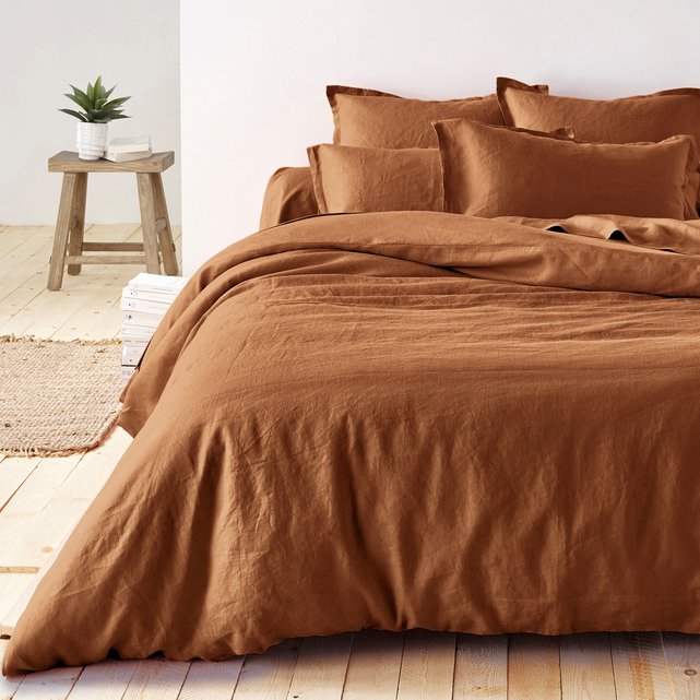 100 Pre Washed Linen Duvet Cover Leather La Redoute Interieurs 100 Pre Washed Linen Duvet Cover La Redoute Interieurs Image 0