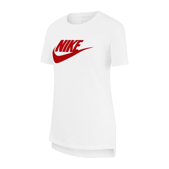 white shirt with red nike logo