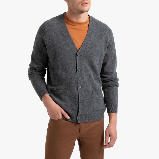 Gilet boutonné en lambswool, philippe La Redoute Collections Gilet gris homme | La Redoute