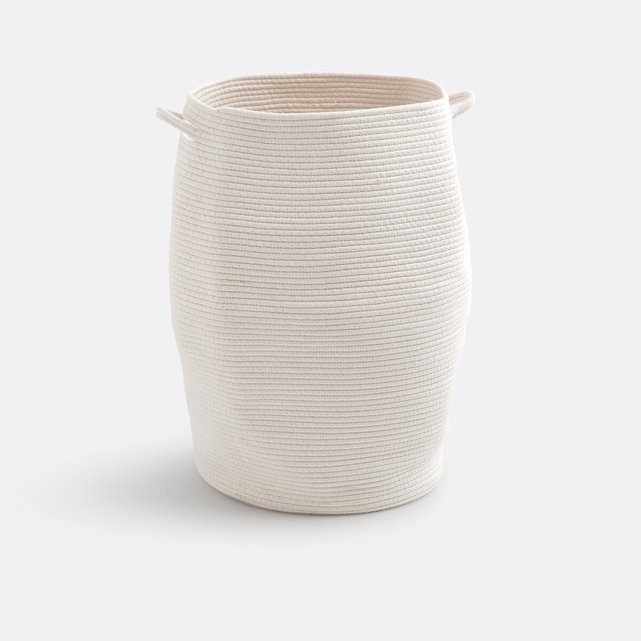 Panier à linge en coton h65 cm, kesia Couleur blanc écru La