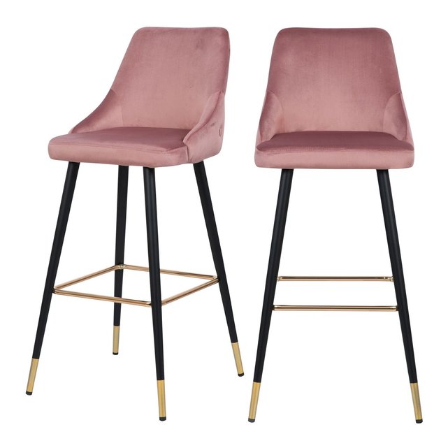 Chaise de bar Aristote en velours 77.5 cm (lot de 2) Chaise de bar Aristote en velours 77.5 cm (lot de 2)