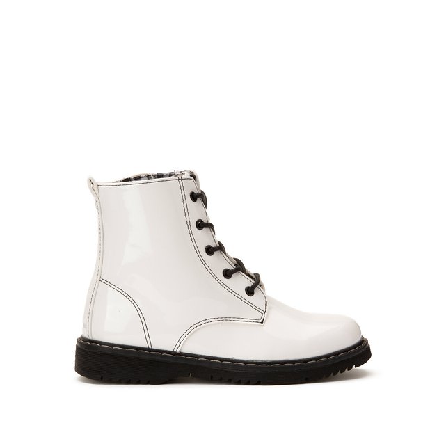white patent ankle boots