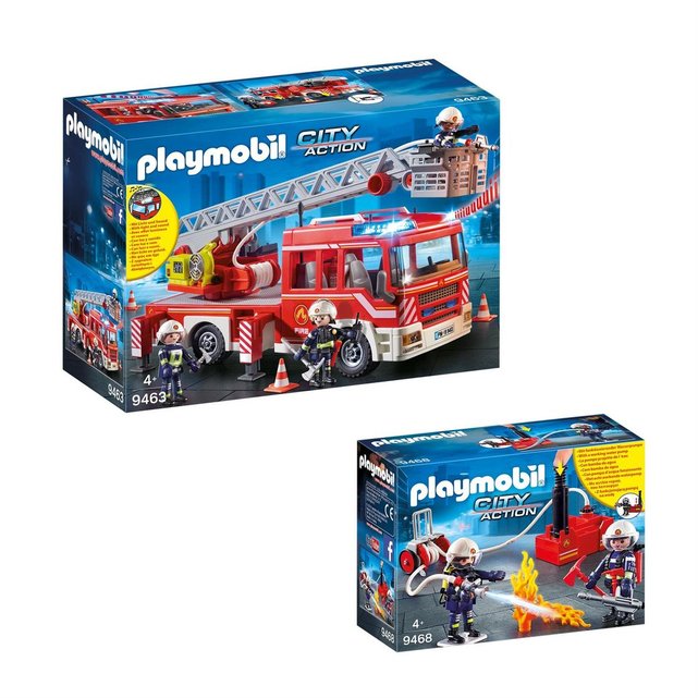City action - set de 2 boîtes playmobil sur le thème des pompiers Playmobil