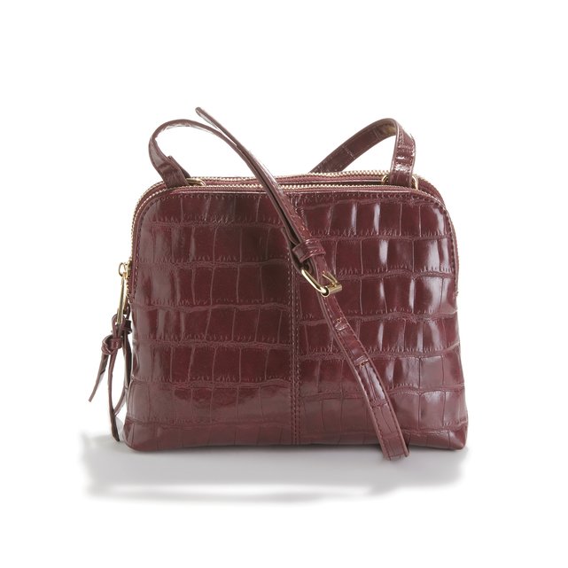 burgundy mock croc bag