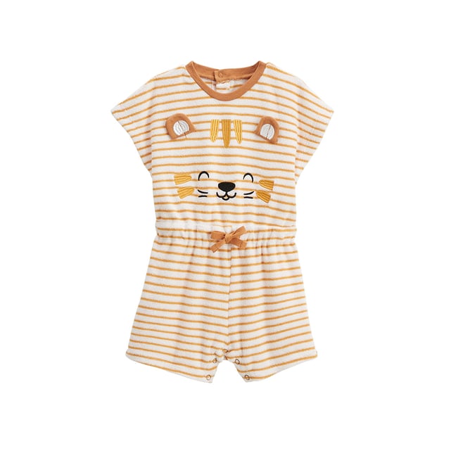 Petit Béguin - Salopette Bébé En Lin Mélangé Moka Avec Bretelles Réglables
