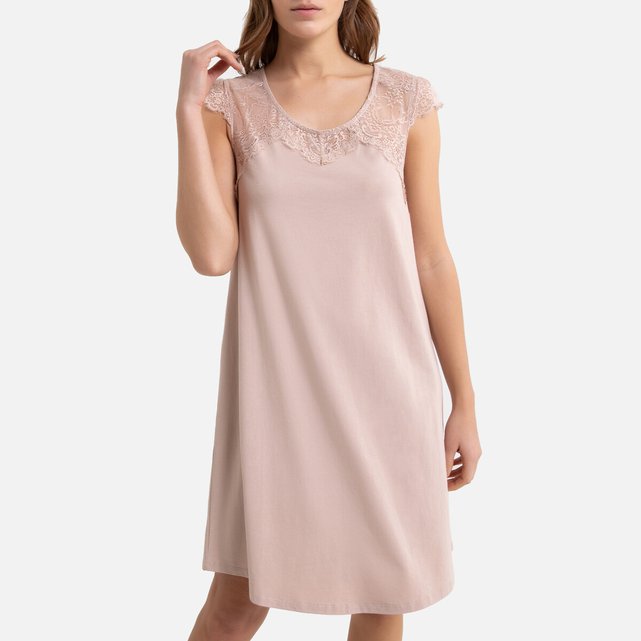 Chemise de nuit dentelle La Redoute Collections taupe | La ...