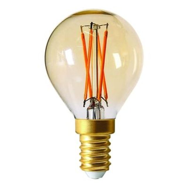 Ampoule LED GLOBE AMBRÉ FILAMENT 25W E14 coloris jaune 9,6 x 4,8 cm