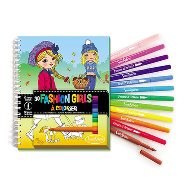 Carnet de coloriage fashion girls Sentosphere prod