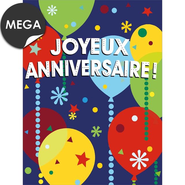 Grande Carte Anniversaire Ballons Multicolores Bleu Roi Draeger Paris La Redoute