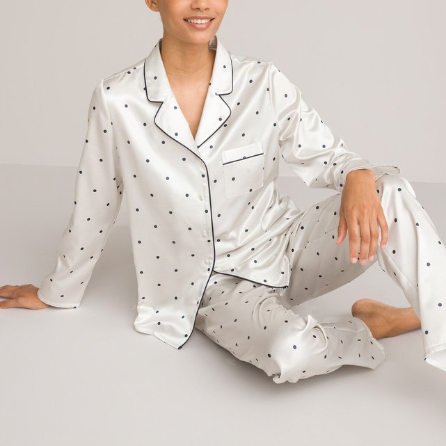 Pijama estilo en algodón satinado lunares Redoute Collections | Redoute