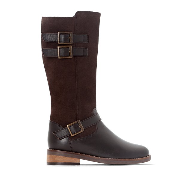 Dual Fabric Boots with Buckle