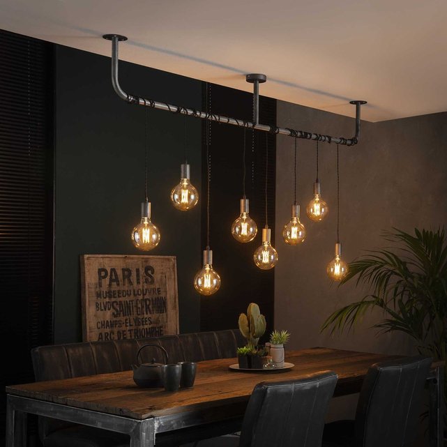 Lampadaire moderne effet ruban pieds bois naturel RALF, Lampadaires