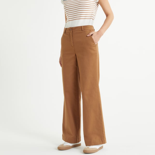 Pantalon D'été Femme Anne Weyburn - Gris Clair élégant Taille 40 - En Polyester Léger