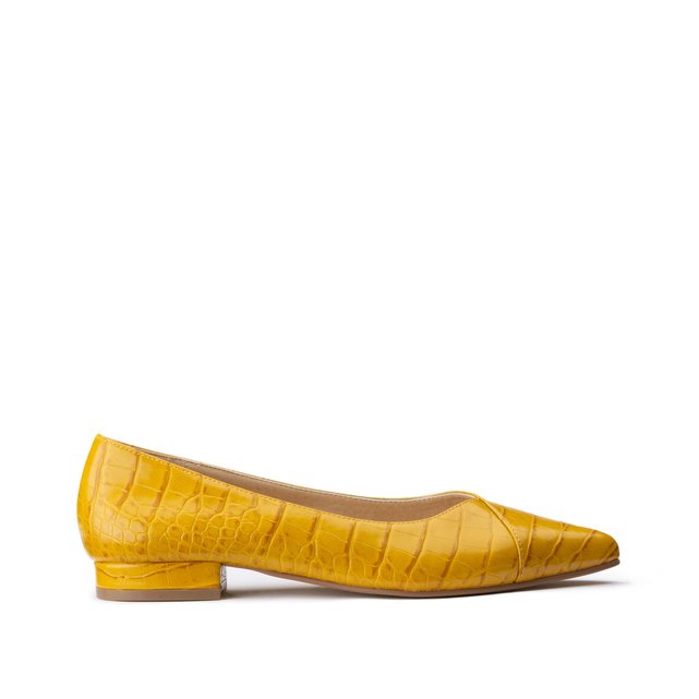 Flat mock croc ballet pumps yellow La 
