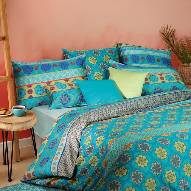 Housse de couette rosalia turquoise bleu Garnier-Thiebaut ...