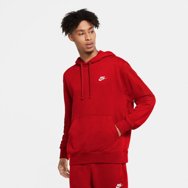 Club cotton mix hoodie with embroidered logo , red, Nike | La Redoute