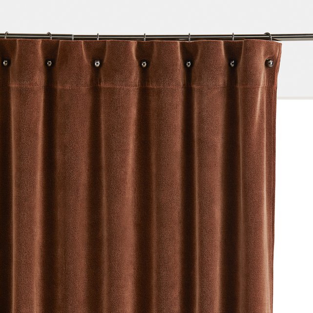 Single Stonewashed Velvet Curtain Am Pm, Brown Velvet Curtains