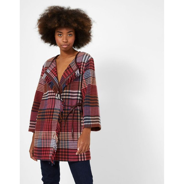 Manteau mi long en aspect lainage à carreaux multicolore Riu Manteau mi long en aspect lainage à carreaux bleu Femme