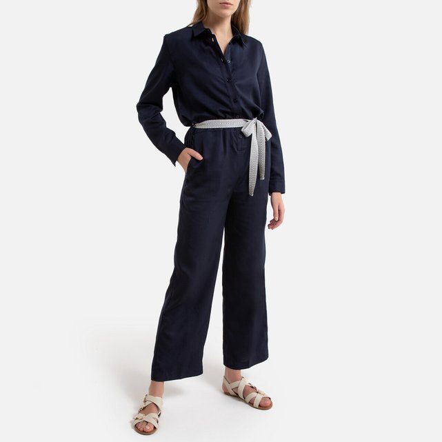 navy blue long sleeve jumpsuit