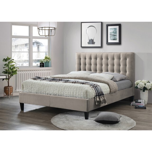 Button tufted upholsted bed frame - champagne , champagne, Simply Casa ...