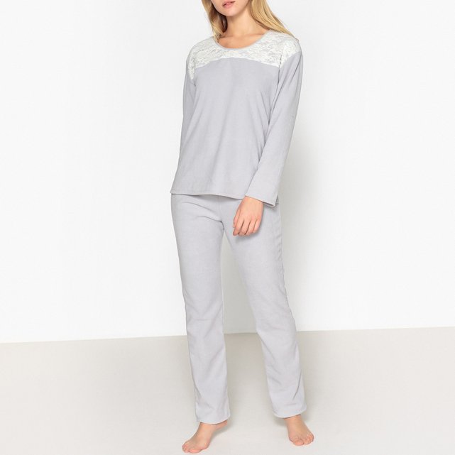 Warme pyjama, microfleece, datcha grijs Le Chat | La Redoute