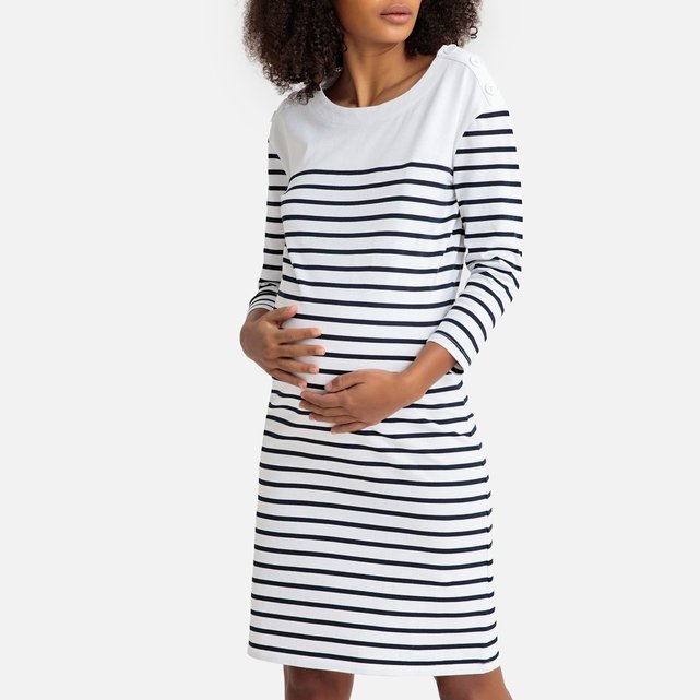 Robe longue de grossesse marinière manches longues rayé ...