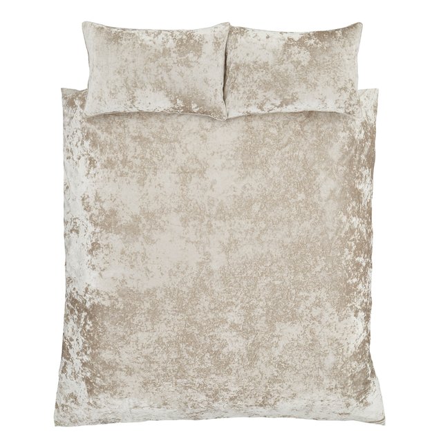 Crushed Velvet Duvet Set Natural Natural Catherine Lansfield