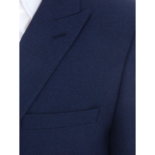 Blazer croisé en pure laine piquée bleu Bruce Field | La Redoute Blazer croisé en pure laine piquée bleu Bruce Field | La Redoute