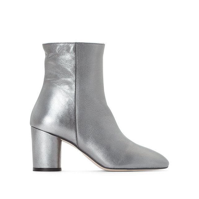 Metallic Leather Ankle Boots