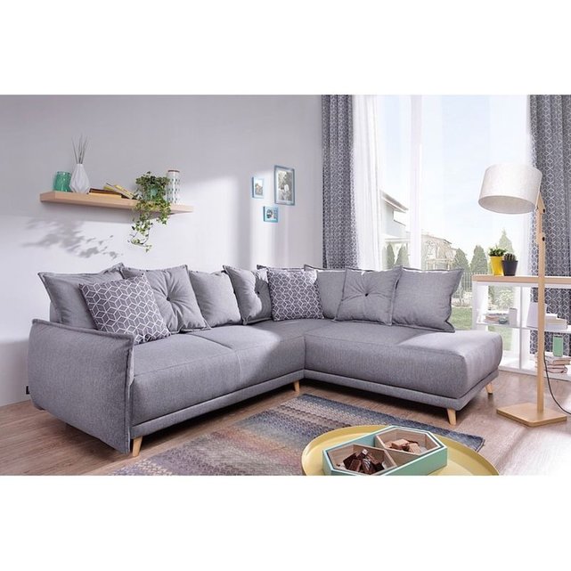 Canapé d\'angle l droit lena muna 8 gris clair/deco bleu gris ... Canapé d\'angle l droit lena muna 8 gris clair/deco bleu gris ...