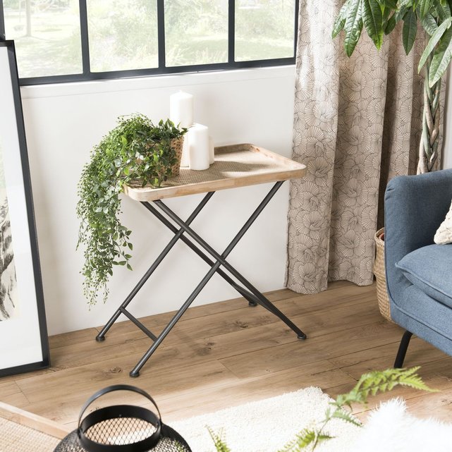 Table D Appoint Salon Metal Et Cannage Bilbao Bois Naturel Pier Import La Redoute