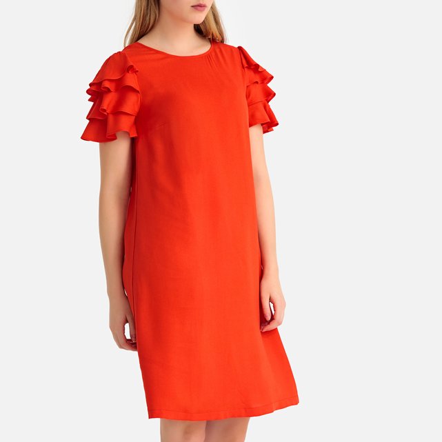 Orange Dress with Ruffles
