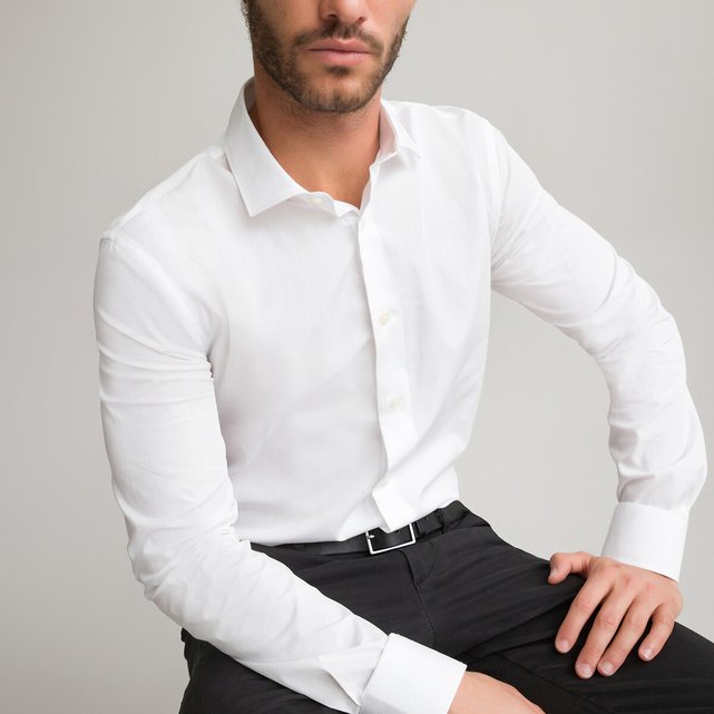 Cotton slim fit shirt with italian 