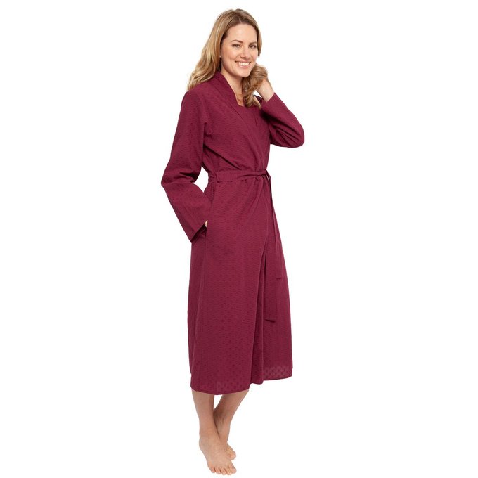 Robe De Chambre Longue Nora Rose Lydia Rouge Bordeaux Cyberjammies