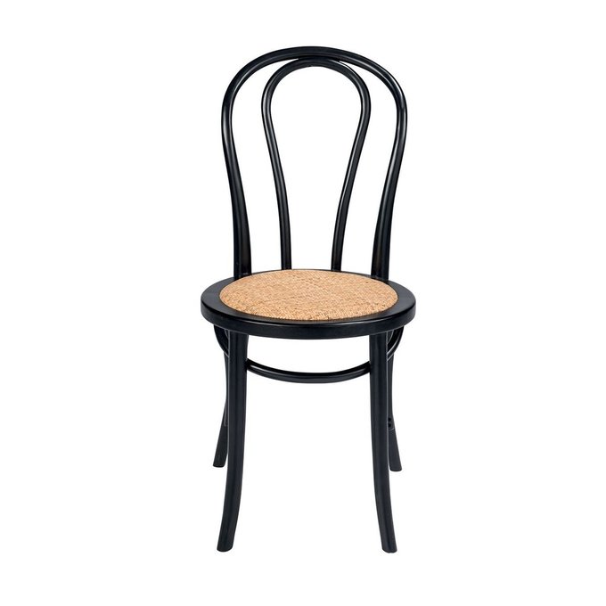Chaises en bois de hêtre et rotin noire Troquet Lot de 2 Chaises en bois de hêtre et rotin noire Troquet Lot de 2