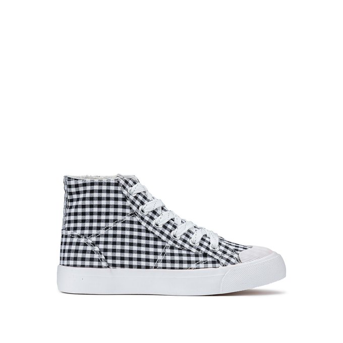 Kids High Top  in Checked Canvas