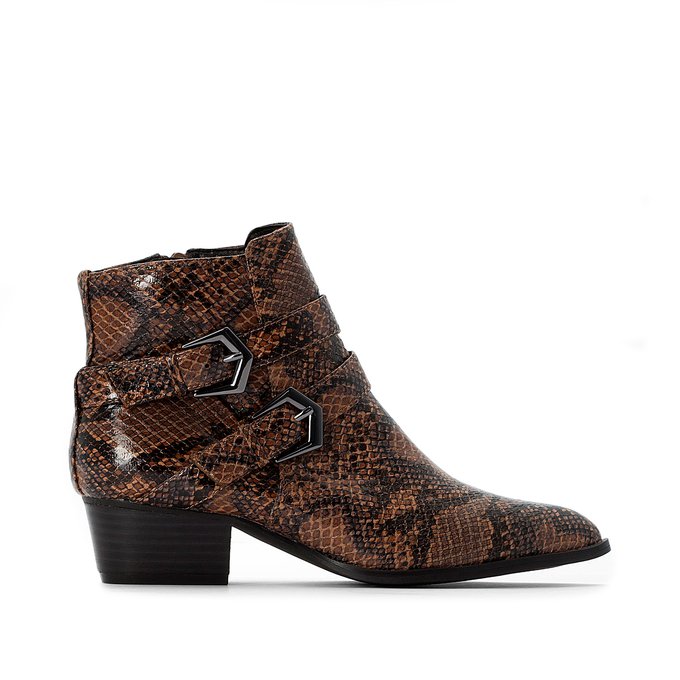 snake print western ankle boots