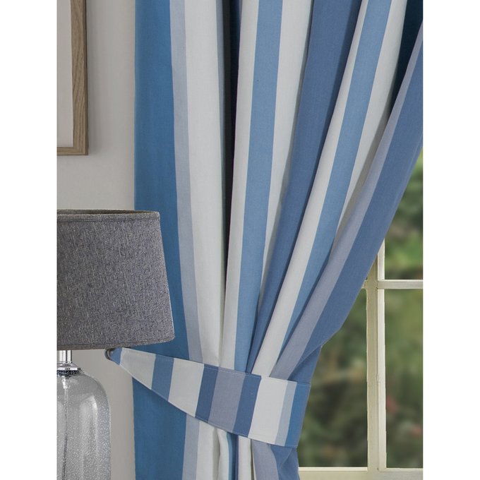 Hampton Stripe Curtain Tie Backs Pair Blue Blue Home