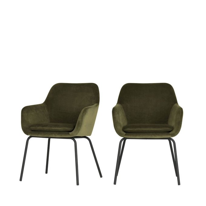 2 fauteuils de table en velours mood vert Woood | La Redoute 2 fauteuils de table en velours mood vert Woood | La Redoute