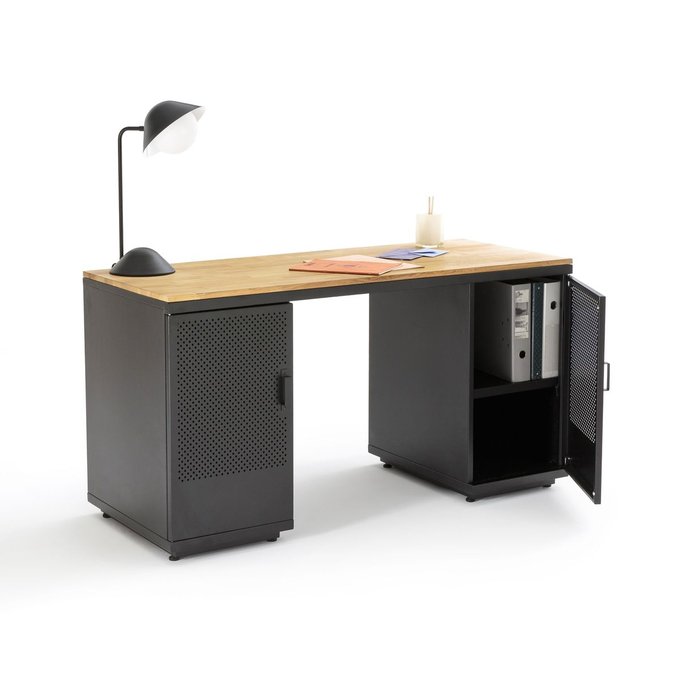 Bureau Chene Et Metal Agama Gris Bois La Redoute Interieurs La Redoute