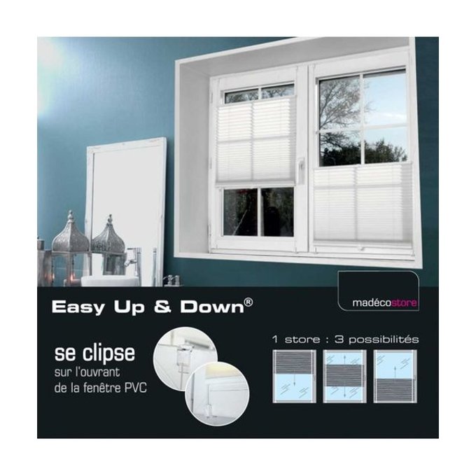 45x130cm,Cr/ème,0067BZL EUGAD Store Pliss/é sans Per/çage,Installation Rapide,Stores easyfix Style Moderne pour fen/être Contrevent/és
