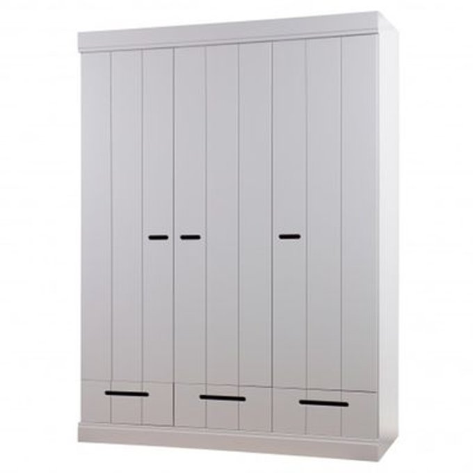 Armoire 3 Portes 3 Tiroirs Einar Gris Clair Alfred Et Compagnie
