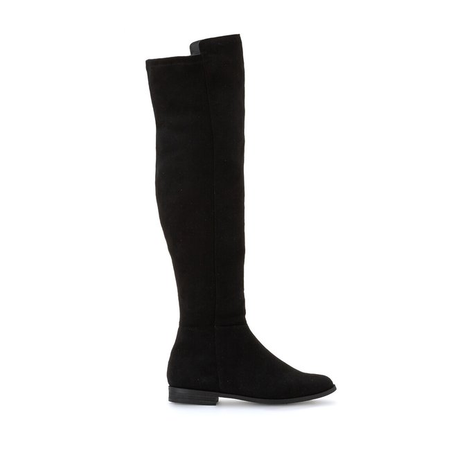 Flat over-the-knee boots , black, La 