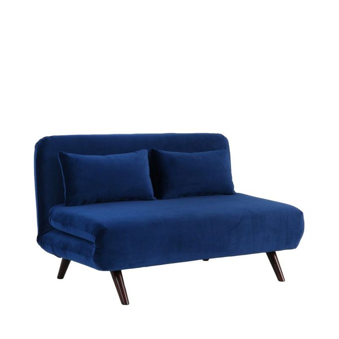 John Canape Convertible Modulable Velours 2 Places Bleu Fonce