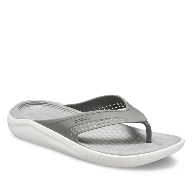 grey croc flip flops